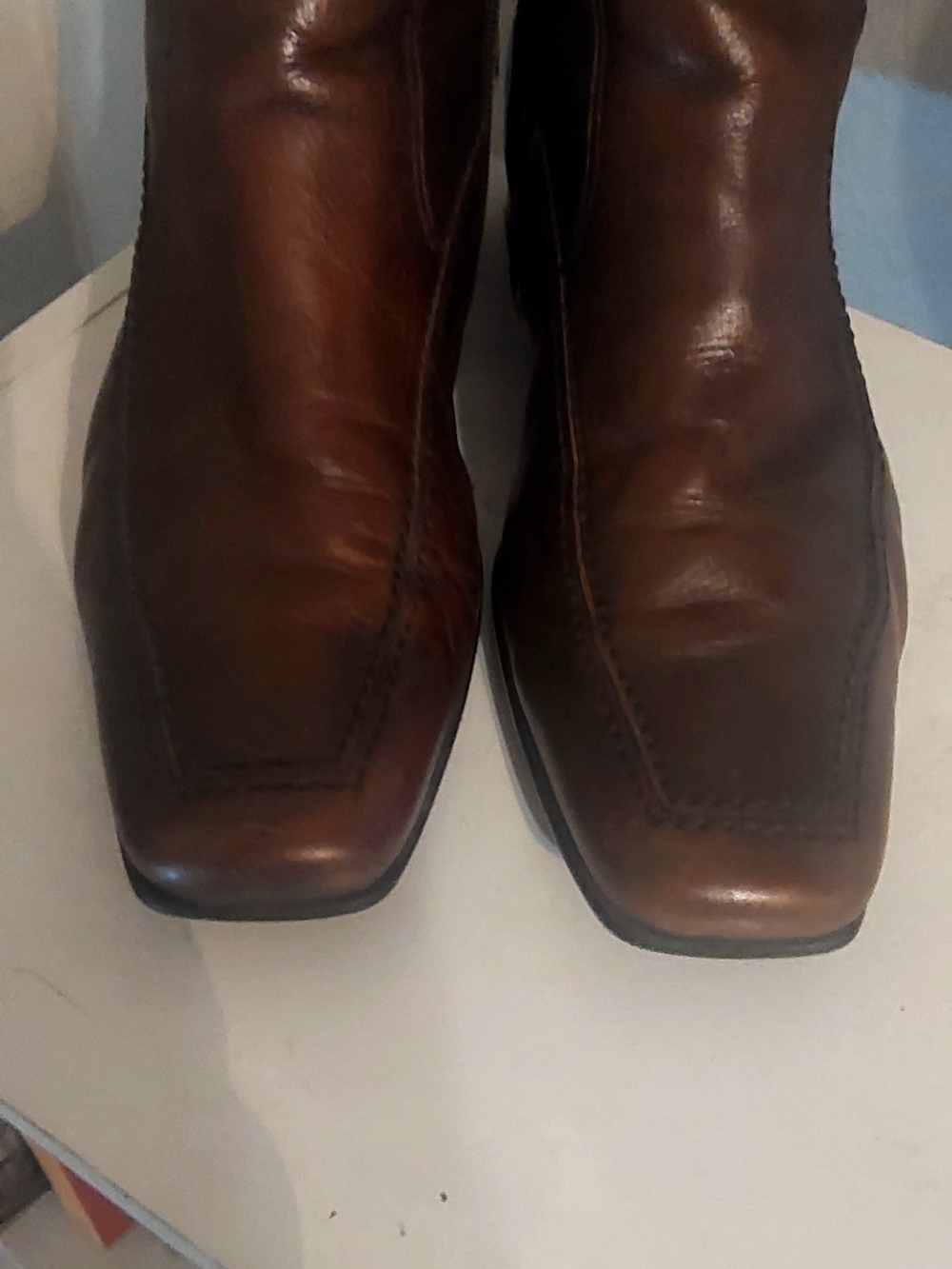 Gabor Men's Vintage  Brown Square-Toe Leather Boots